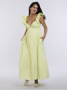 Motherhood Maternity Light Green Ruffle Sleeve Midi Dress